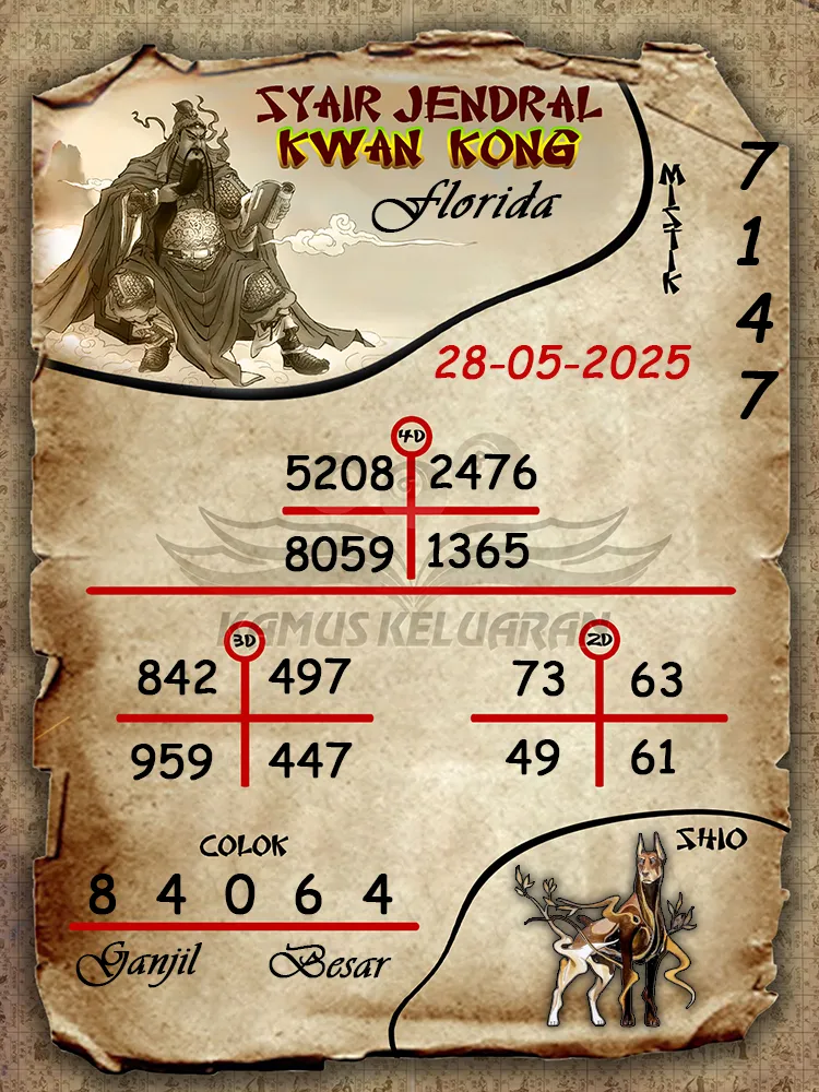 syair jendral kwan kong florida 28 05 2025