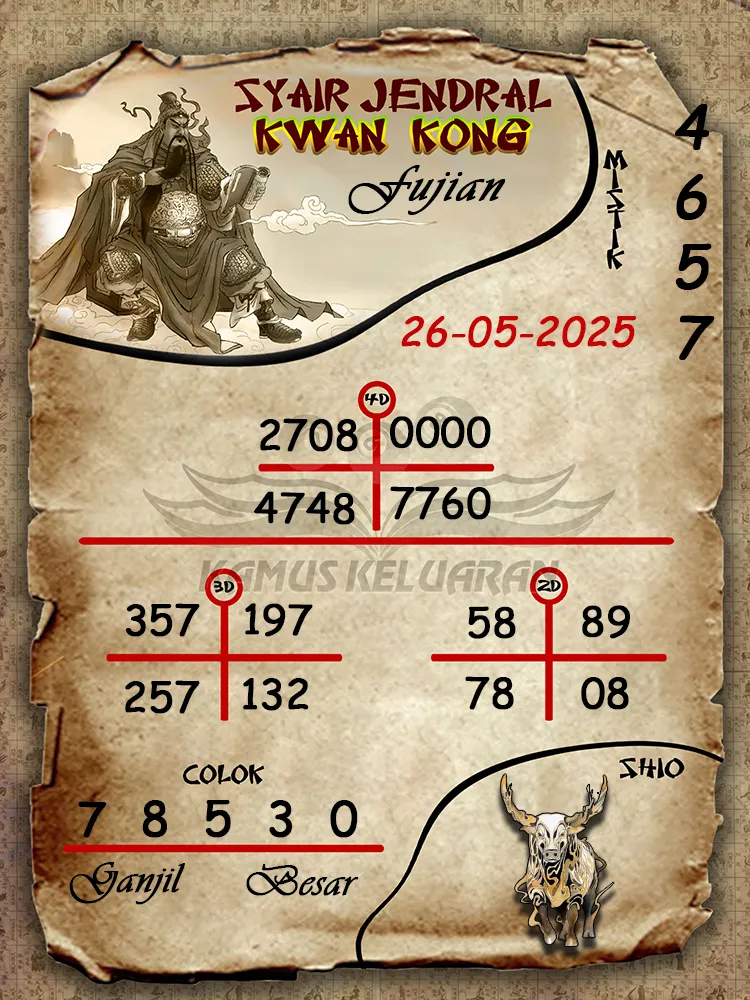 syair jendral kwan kong fujian 26 05 2025