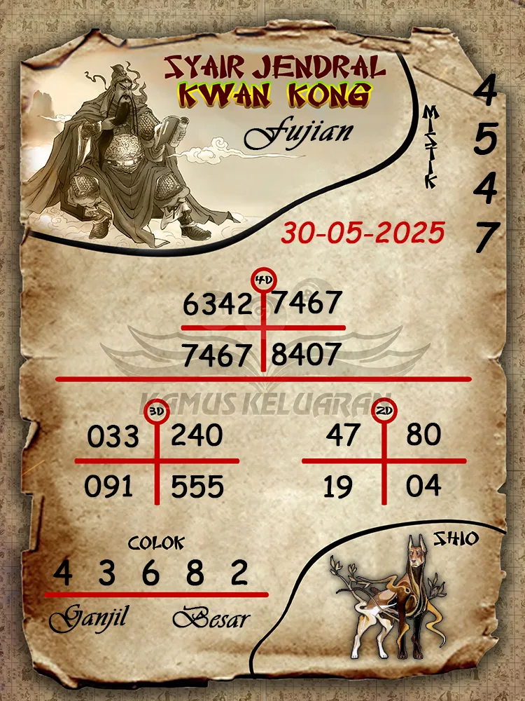 syair jendral kwan kong fujian 30 05 2025