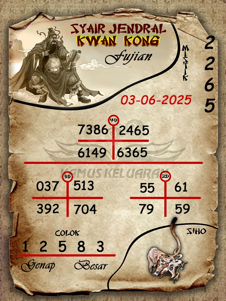 syair jendral kwan kong fujian 03 06 2025