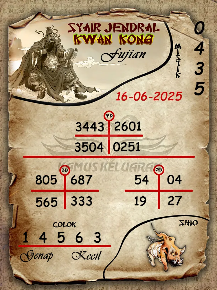 syair jendral kwan kong fujian 16 06 2025