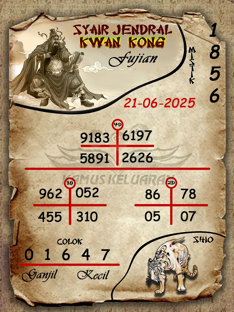 syair jendral kwan kong fujian 21 06 2025