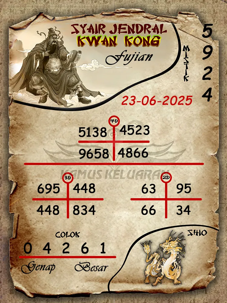 syair jendral kwan kong fujian 23 06 2025