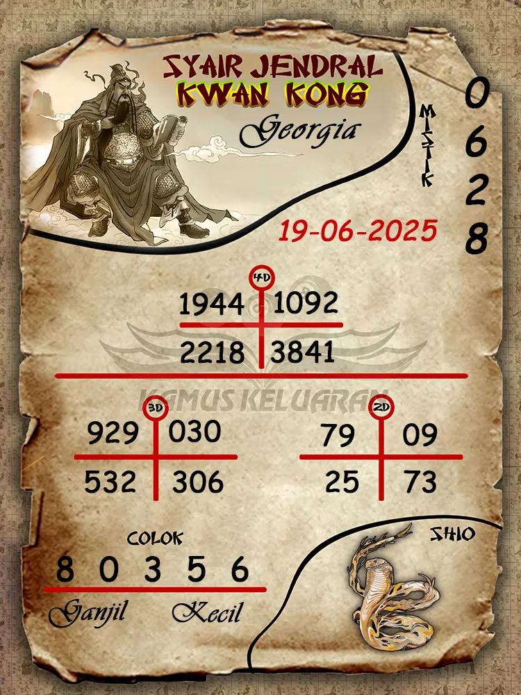 syair jendral kwan kong georgia 19 06 2025