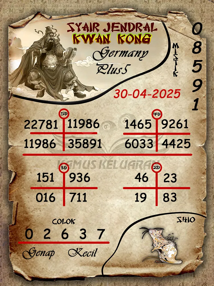 syair jendral kwan kong germany plus5 30 04 2025