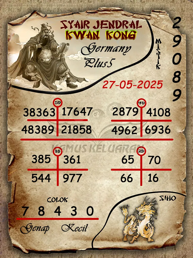 syair jendral kwan kong germany plus5 27 05 2025