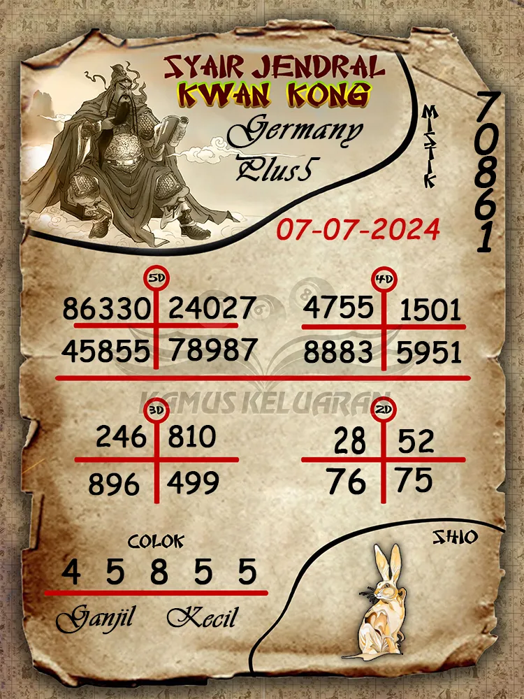 syair jendral kwan kong Germany Plus5 07 07 2025