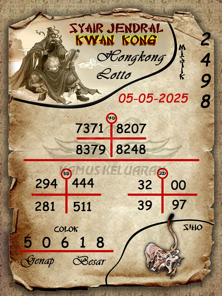 syair jendral kwan kong hongkong lotto 05 05 2025