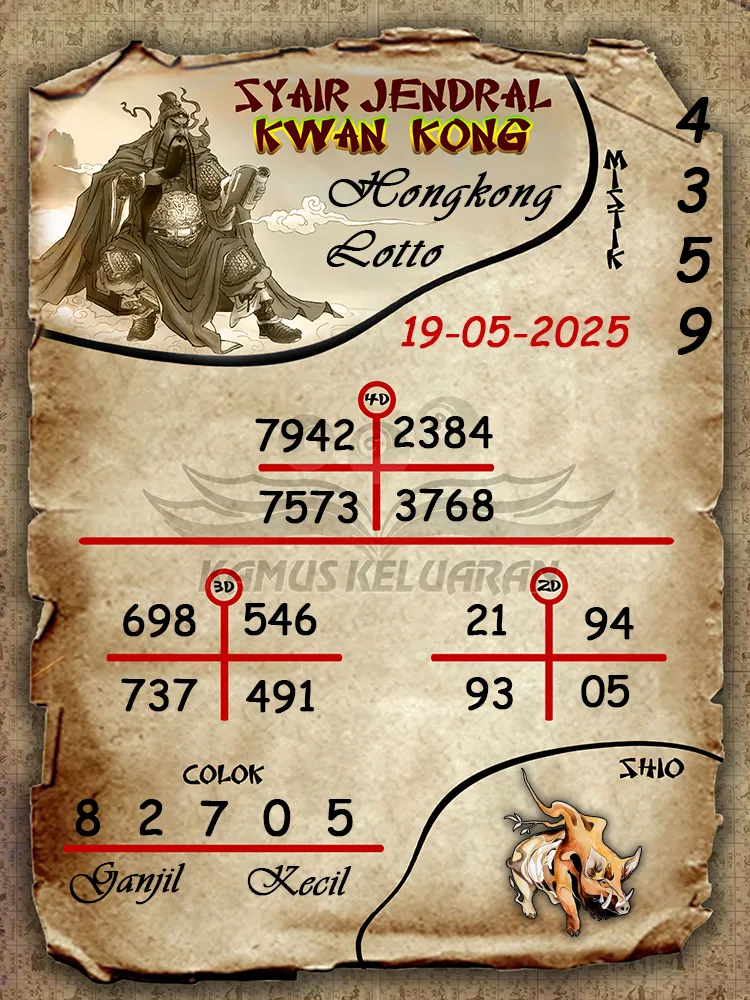 syair jendral kwan kong hongkong lotto 19 05 2025