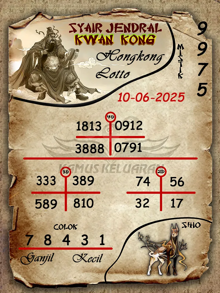 syair jendral kwan kong hongkong lotto 10 06 2025