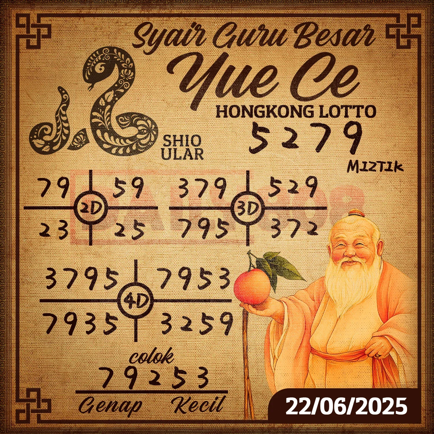 syair Yue Ce Hongkong Lotto 22 06 2025