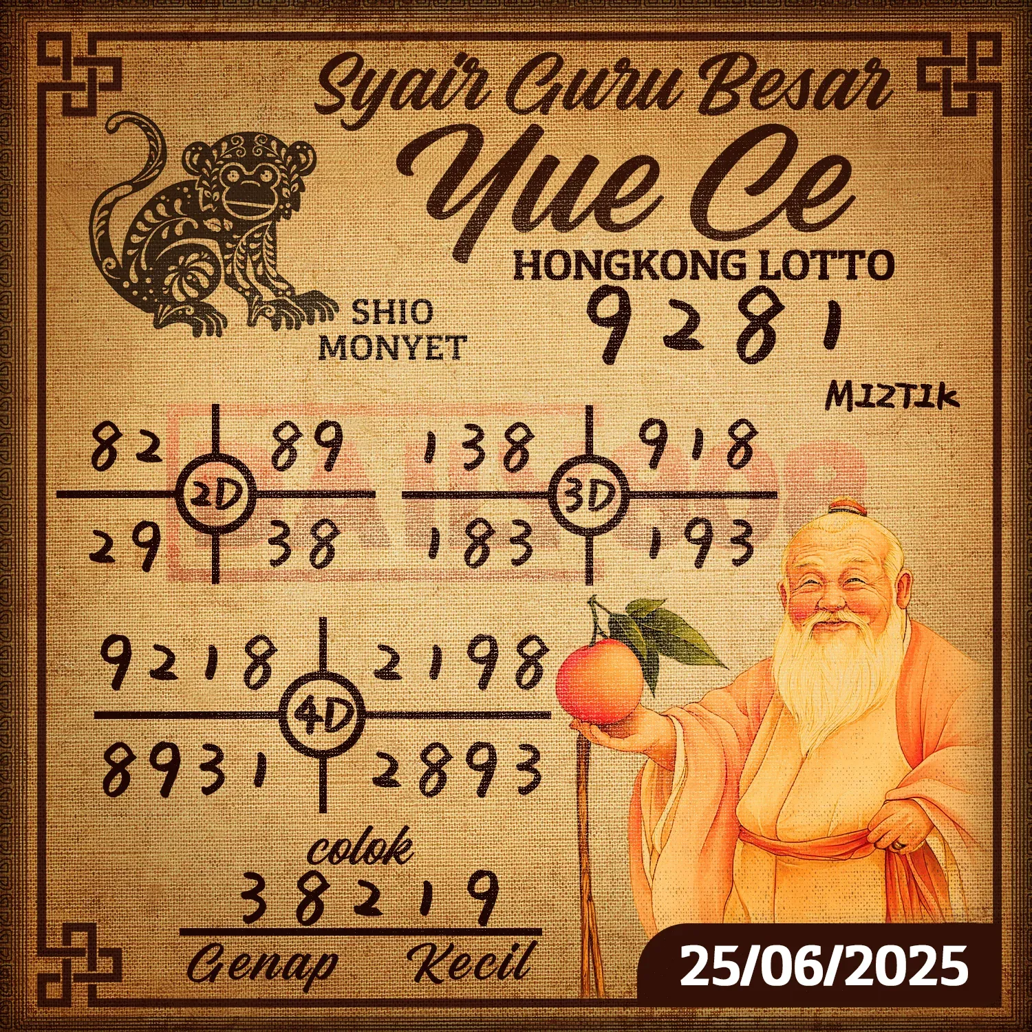syair Yue Ce Hongkong Lotto 25 06 2025
