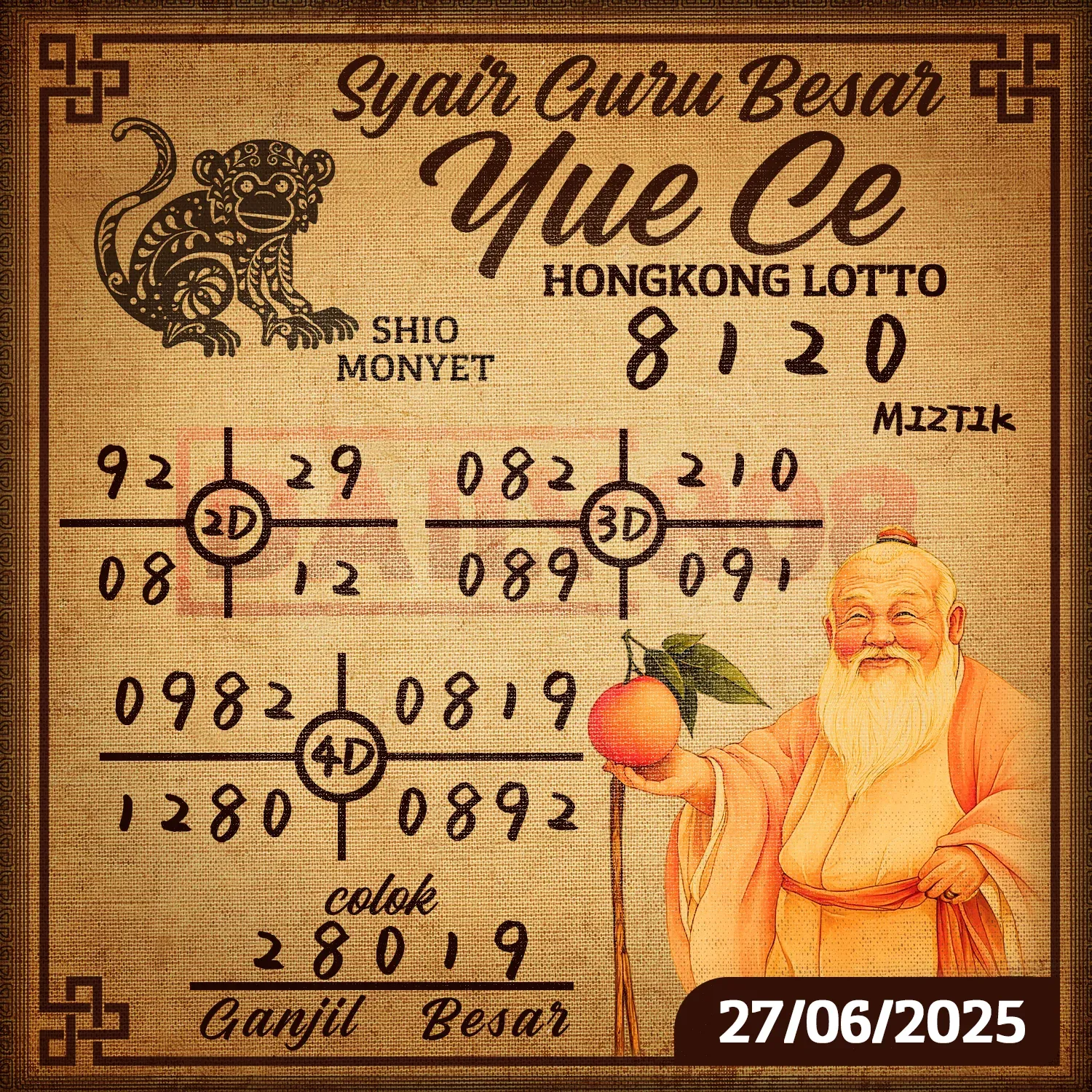 syair Yue Ce Hongkong Lotto 27 06 2025