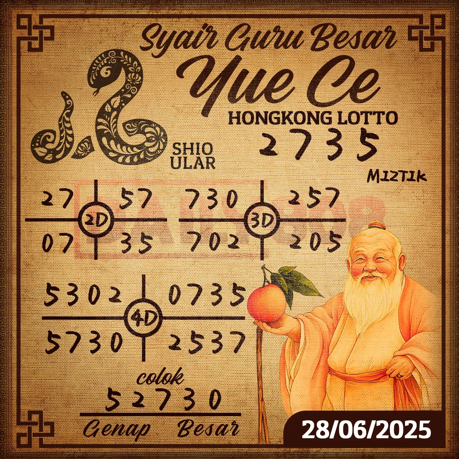 syair Yue Ce Hongkong Lotto 28 06 2025