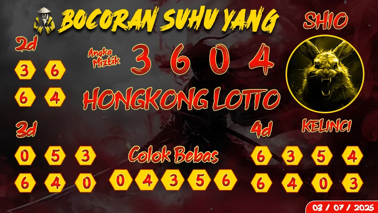 syair Bocoran Suhu Yang Hongkong Lotto 03 07 2025