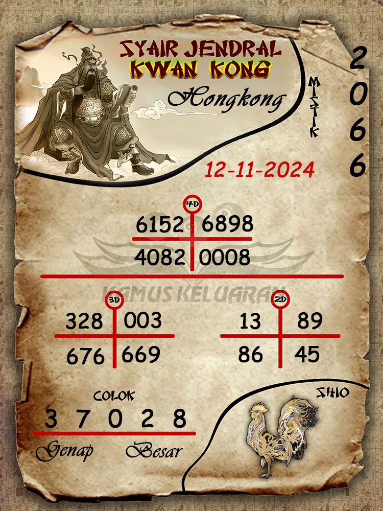 syair jendral kwan kong hongkong 12 11 2024
