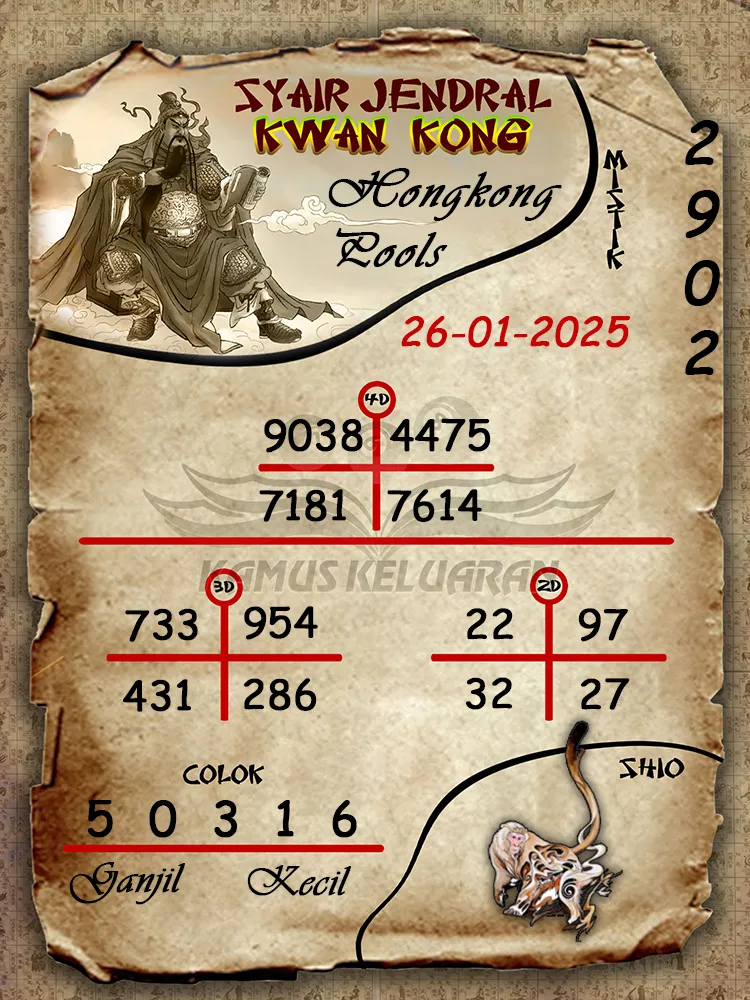 syair jendral kwan kong hongkong pools 26 01 2025