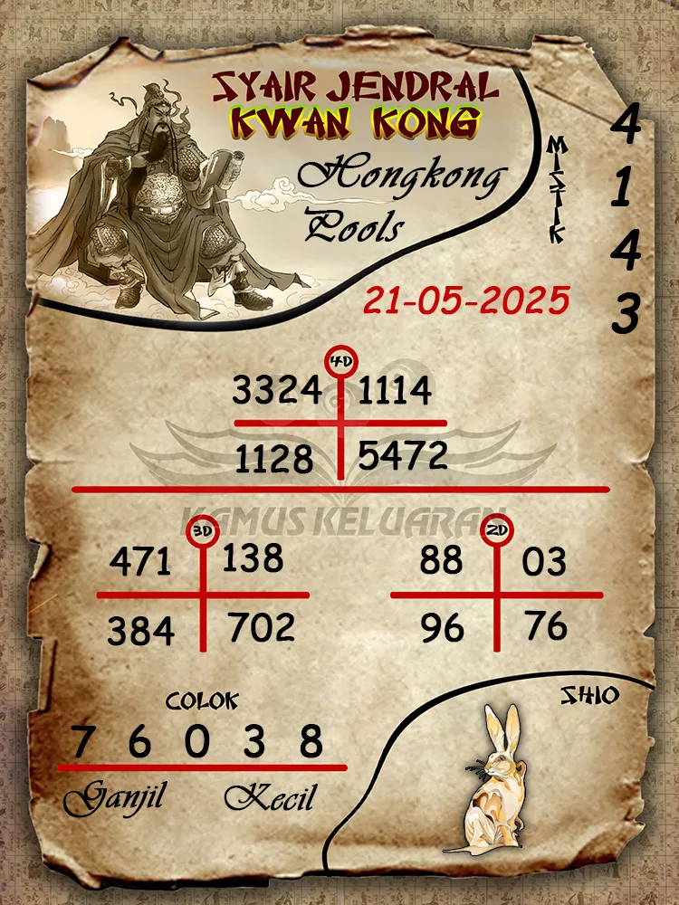 syair jendral kwan kong hongkong pools 21 05 2025