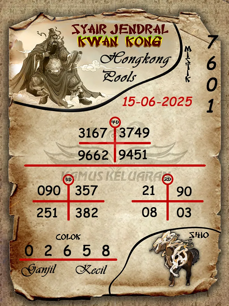 syair jendral kwan kong hongkong pools 15 06 2025