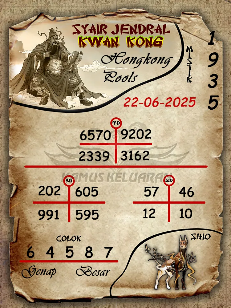 syair jendral kwan kong hongkong pools 22 06 2025