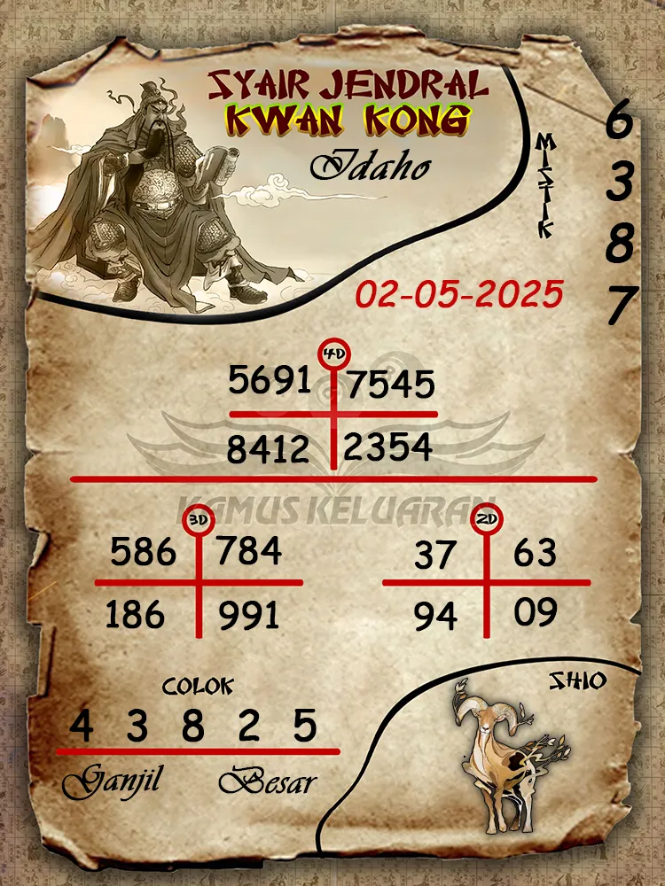 syair jendral kwan kong idaho 02 05 2025