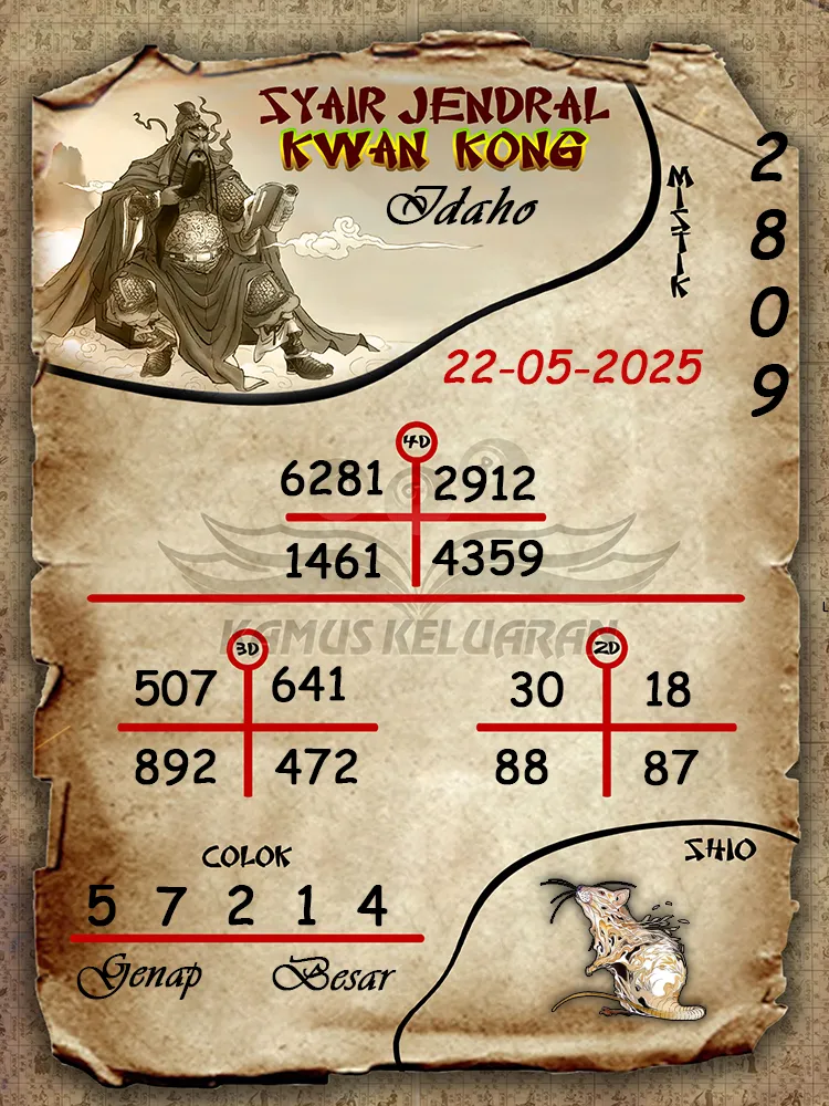 syair jendral kwan kong idaho 22 05 2025