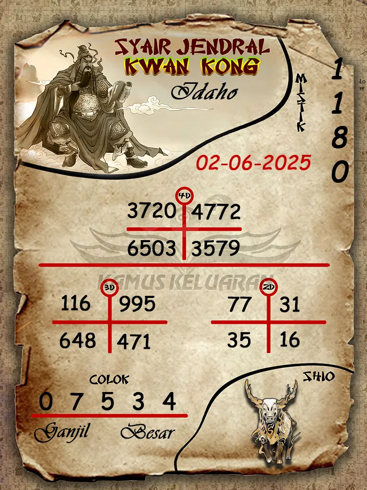 syair jendral kwan kong idaho 02 06 2025