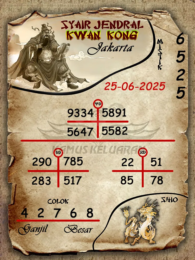 syair jendral kwan kong jakarta 25 06 2025