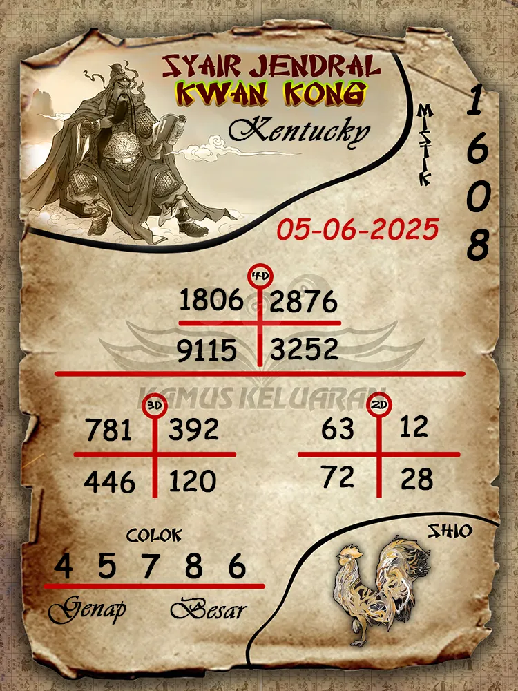 syair jendral kwan kong kentucky 05 06 2025