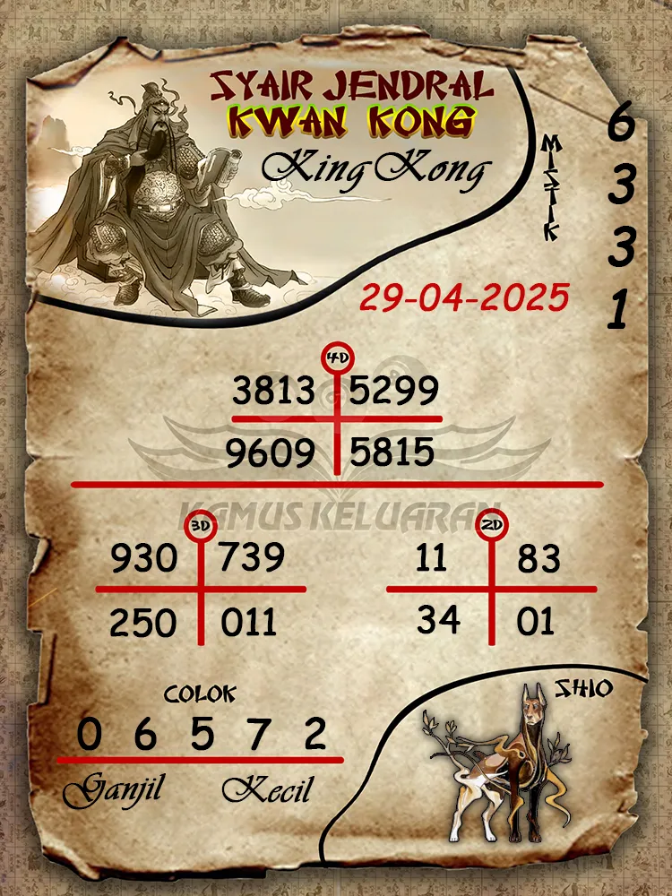 syair jendral kwan kong kingkong 29 04 2025