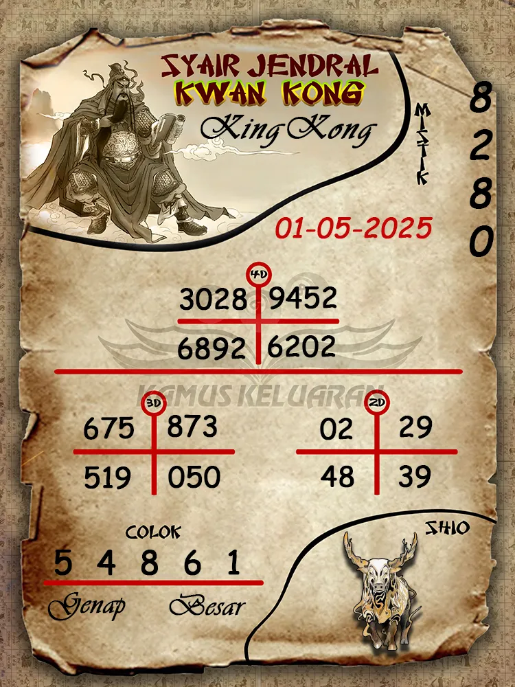 syair jendral kwan kong kingkong 01 05 2025
