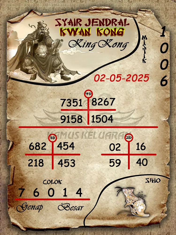 syair jendral kwan kong kingkong 02 05 2025