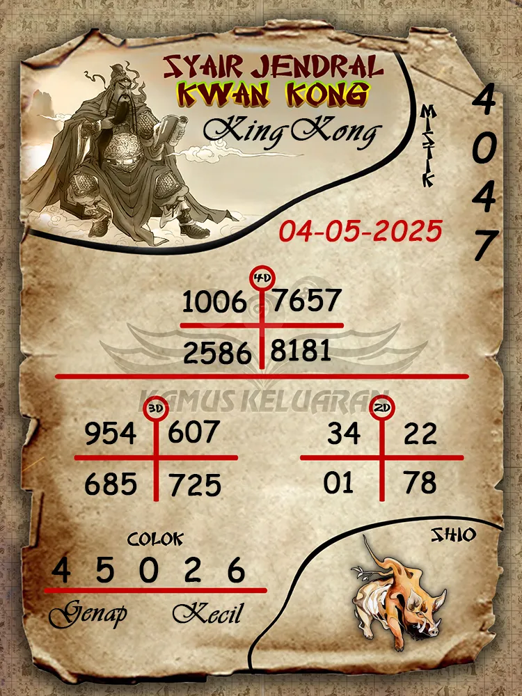 syair jendral kwan kong kingkong 04 05 2025