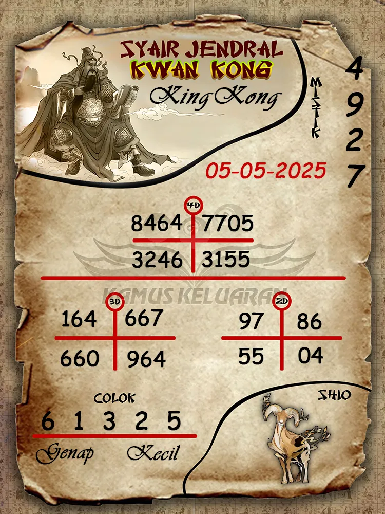 syair jendral kwan kong kingkong 05 05 2025