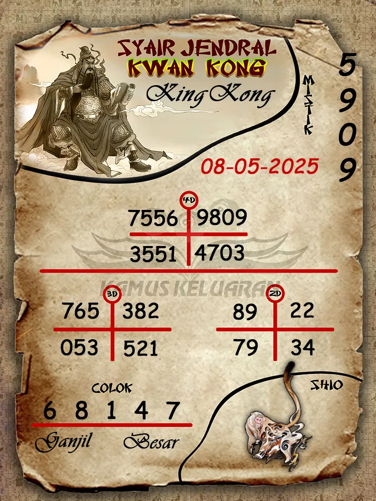 syair jendral kwan kong kingkong 08 05 2025