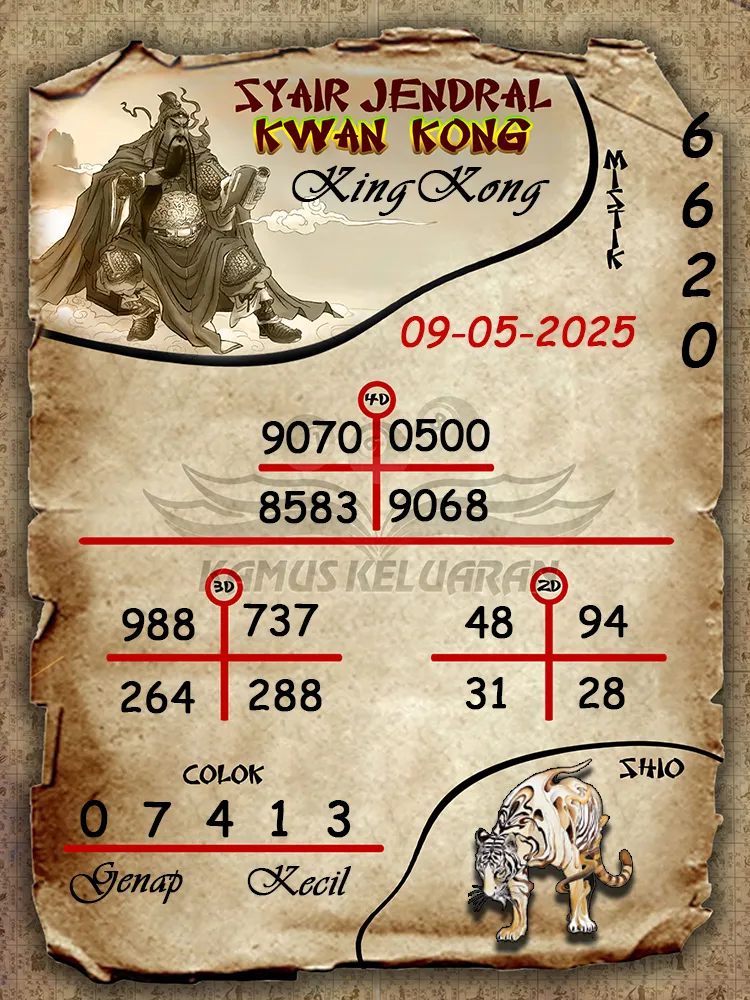 syair jendral kwan kong kingkong 09 05 2025