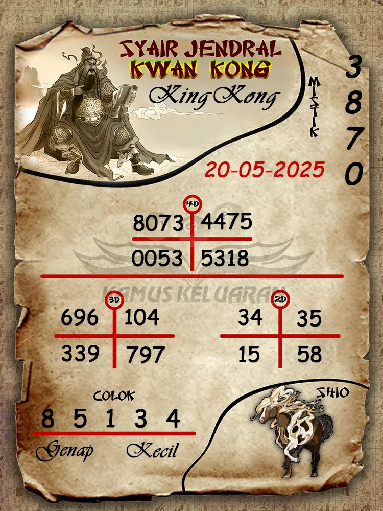 syair jendral kwan kong kingkong 20 05 2025