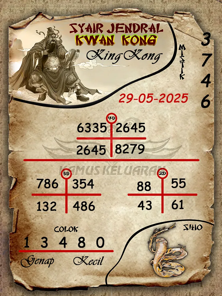 syair jendral kwan kong kingkong 29 05 2025
