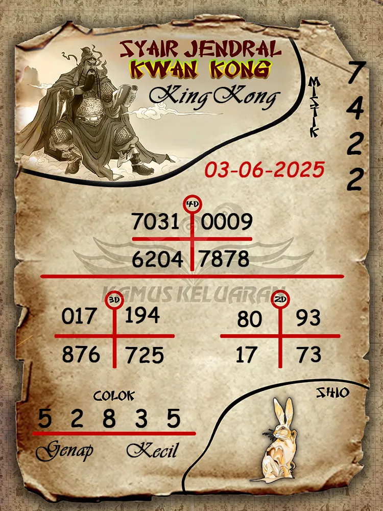 syair jendral kwan kong kingkong  03 06 2025