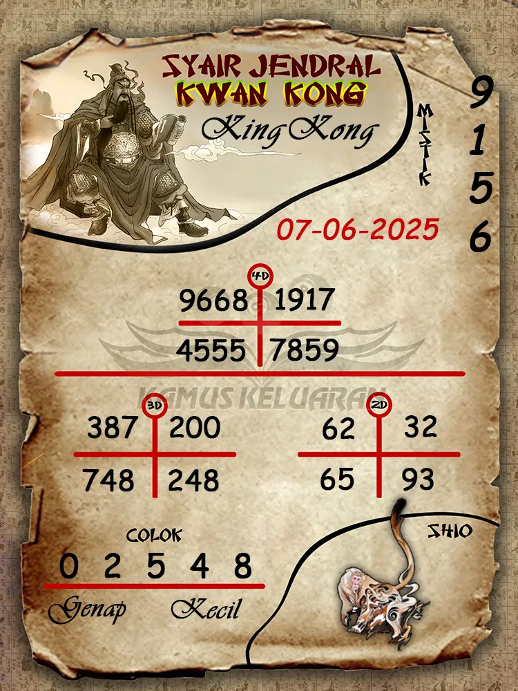 syair jendral kwan kong kingkong 07 06 2025