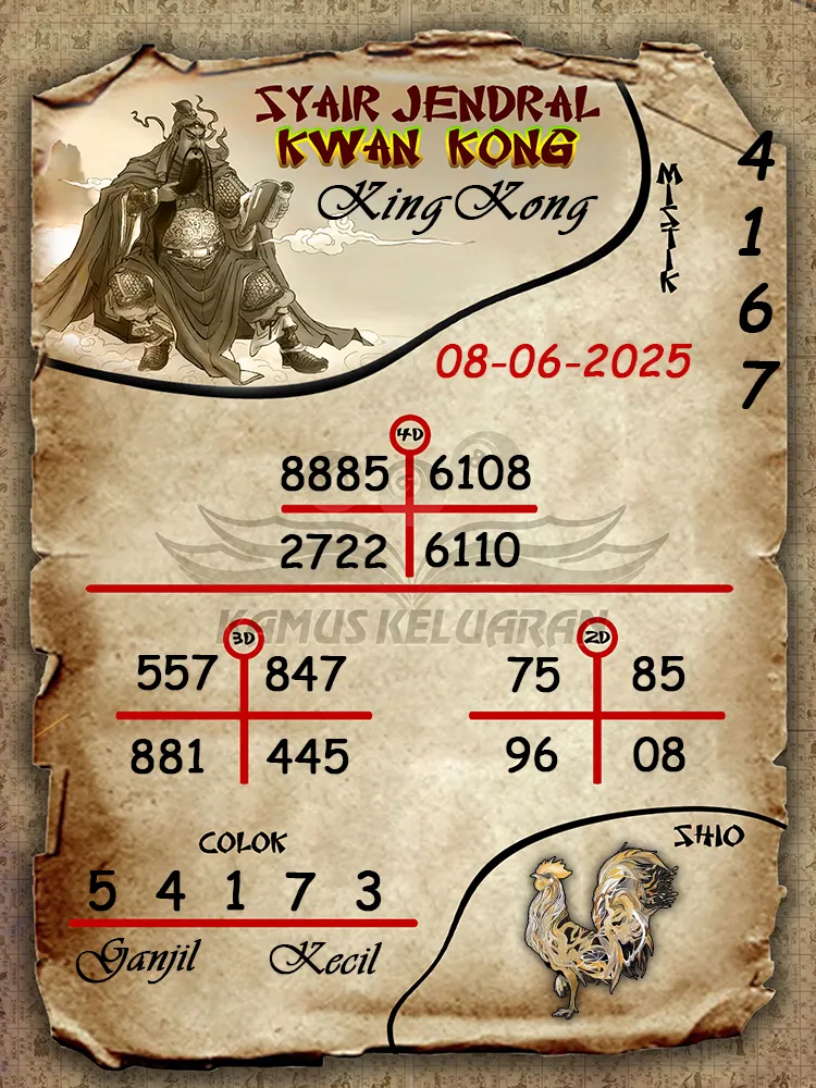 syair jendral kwan kong kingkong  08 06 2025