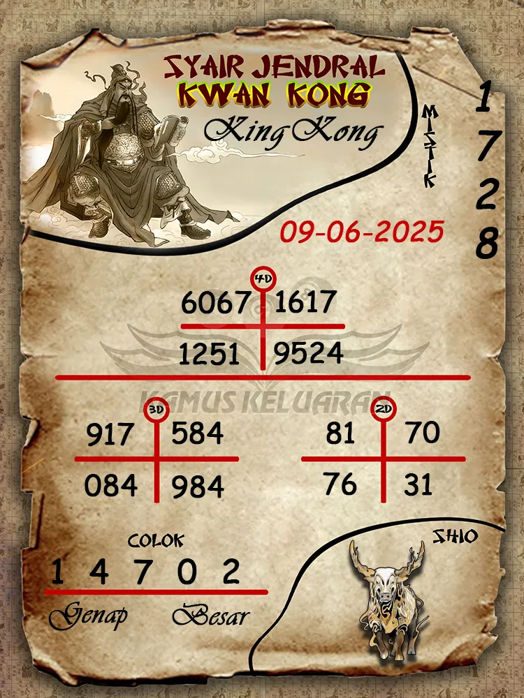 syair jendral kwan kong kingkong 09 06 2025