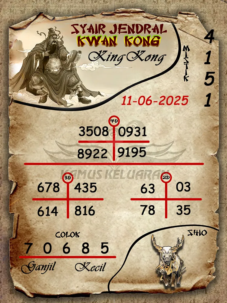 syair jendral kwan kong kingkong 11 06 2025
