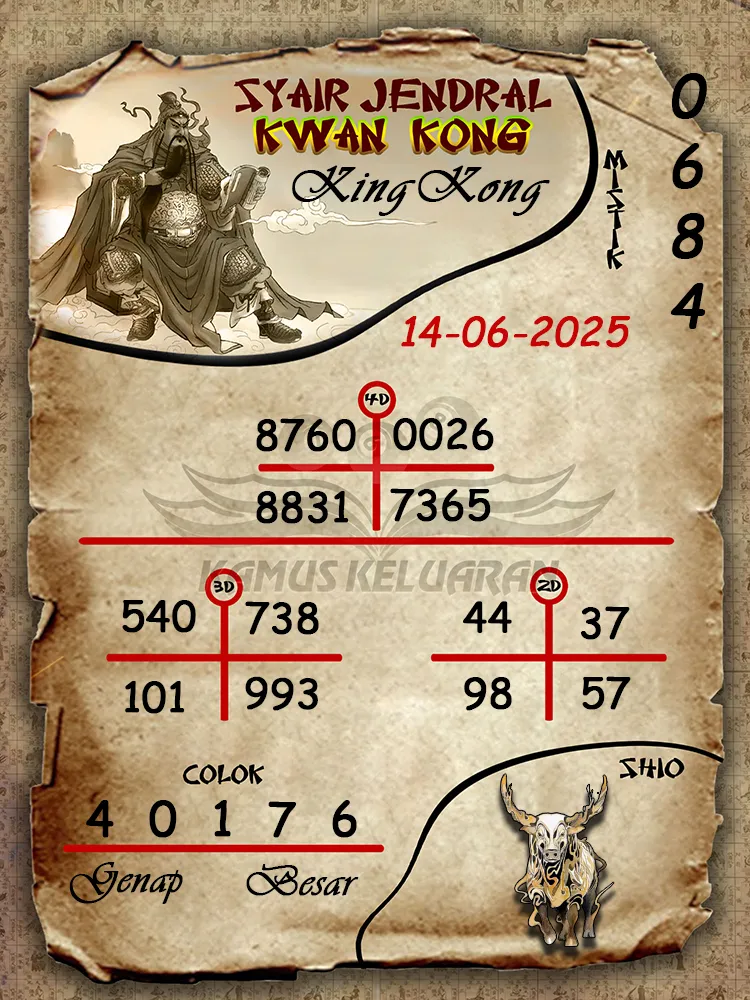 syair jendral kwan kong kingkong 14 06 2025