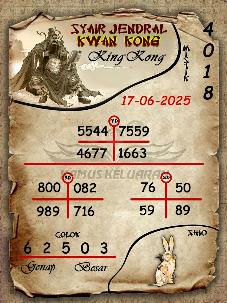 syair jendral kwan kong kingkong 17 06 2025