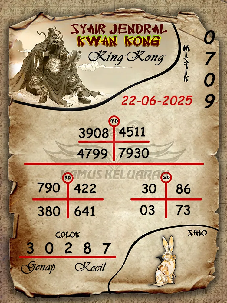 syair jendral kwan kong kingkong 22 06 2025