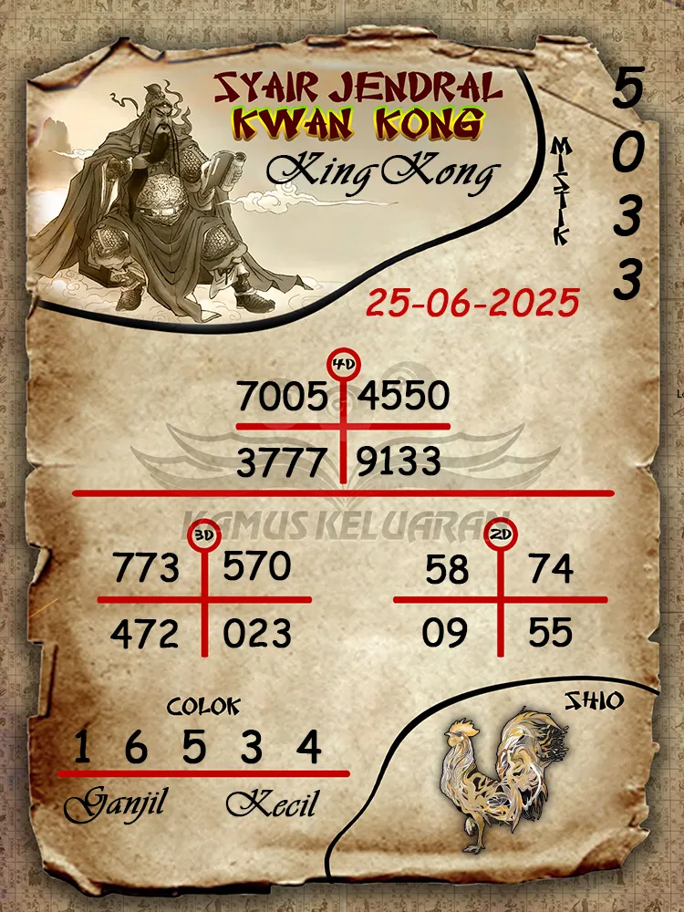syair jendral kwan kong kingkong 25 06 2025