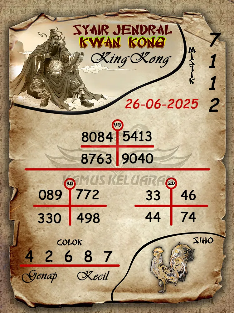 syair jendral kwan kong kingkong 26 06 2025