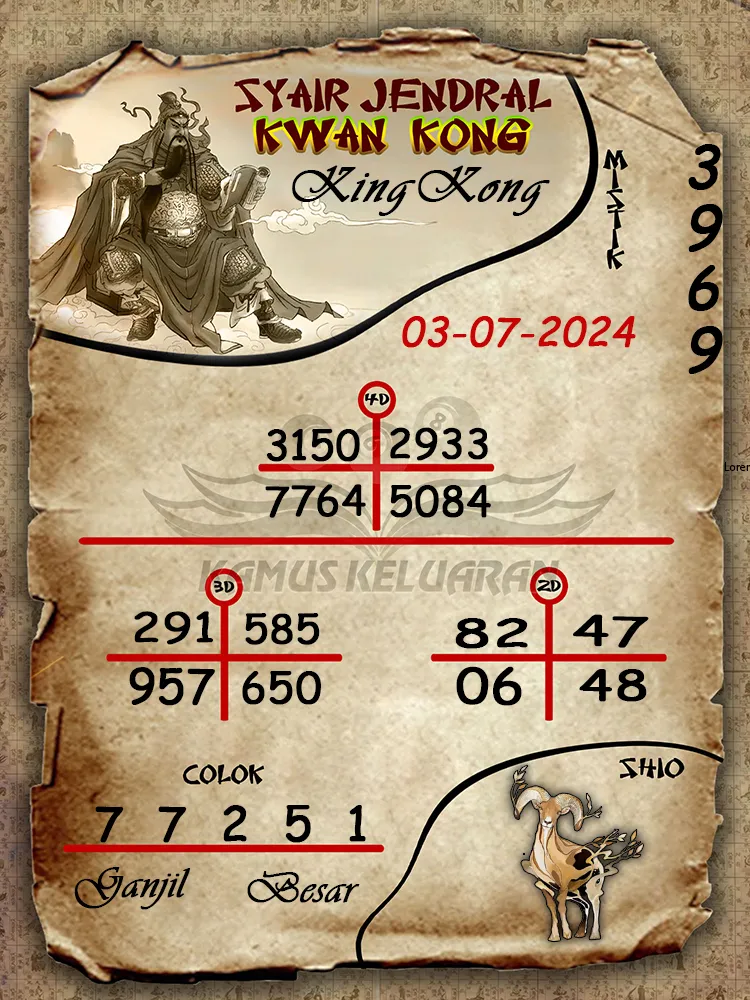 syair jendral kwan kong KingKong 03 07 2025