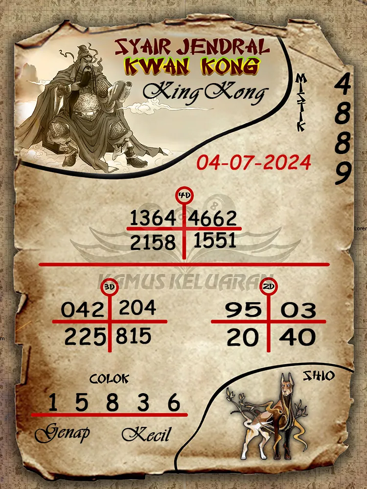 syair jendral kwan kong KingKong 04 07 2025